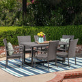 Christopher Knight Home Liam Outdoor 7 Piece Wicker Dining Set Grey