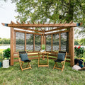 Backyard Discovery Verona 12' x 8' Cedar Wood Cabana Corner Pergola Without Furniture