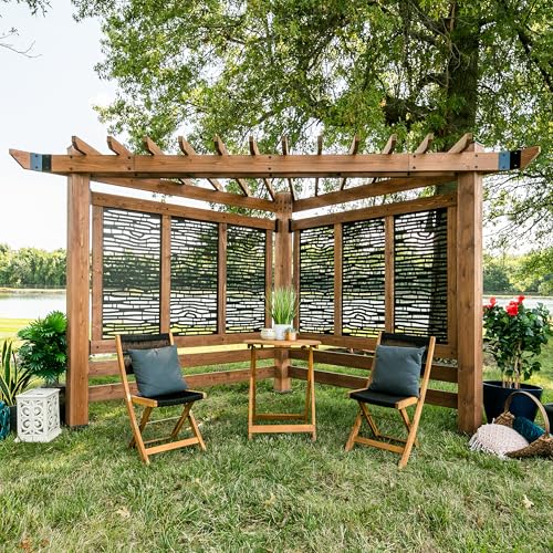 Backyard Discovery Verona 12' x 8' Cedar Wood Cabana Corner Pergola Without Furniture