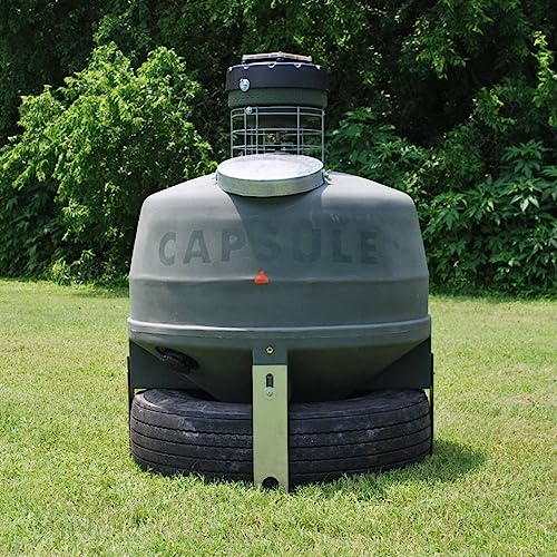 Capsule Game Feeders 800LB Capacity 360-Degree Broadcast Hunting Game Feeder Green