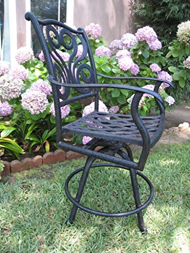 GrandPatioFurniture.com 4 Outdoor 24" Counter High Cast Aluminum Swivel Bar Stool Brown