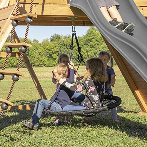 Backyard Discovery Endeavor Cedar Swing Set with Gray Wave Slide