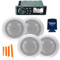 Fusion Entertainment Marine Receiver with 2 Pairs of EL-F651W 6.5" Coax Speakers White