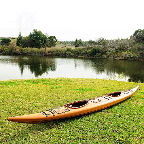 Wooden Boat USA Old Modern Handicrafts Real Kayak for 2 Persons 19-Feet Brown