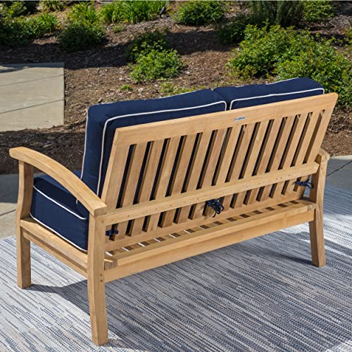 Tortuga Outdoor Jakarta Teak 5-Piece Outdoor Furniture Set with Navy Cushions Brown