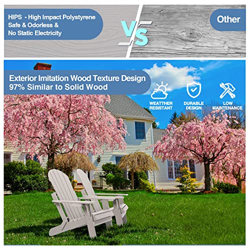 hOmeQomi Folding Adirondack Chairs Set of 4 All Weather Resistant with Cup Holder Grey