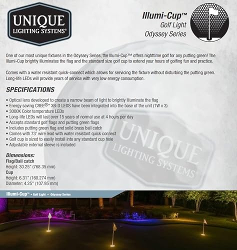 SPW Unique Lighting Systems ILCP-LED Odyssey Series Illumi-Cup LED Golf Cup White