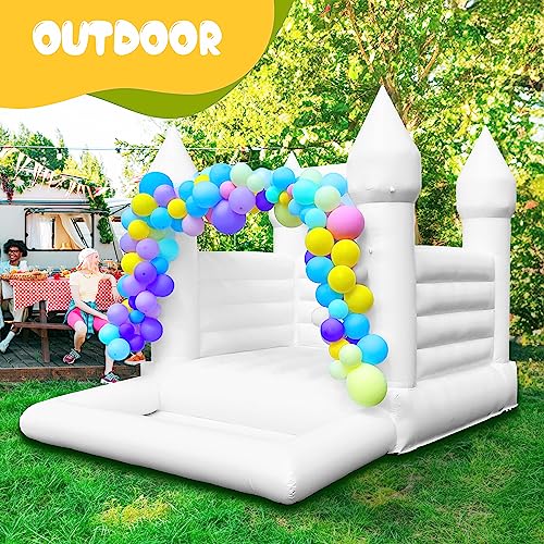 OZIS Inflatable White Bounce House Castle with Ball Pit 13x10x10FT