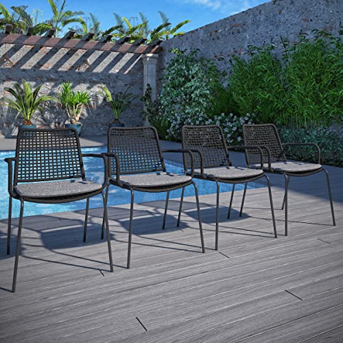 Amazonia Villach 7-Piece Outdoor Oval Dining Table Set Eucalyptus Wood Amazonia
