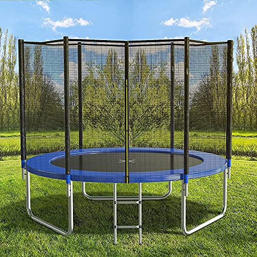 AOTOB 14 FT Trampoline with Safety Enclosure Net & Ladder Navy Blue