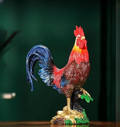 FENGSHUI-CAISHEN Large Colorful Metal Rooster Statue