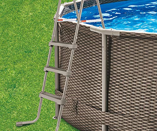 PolyGroup Summer Waves 14ft x 36in Wicker Metal Frame Pool Set Brown