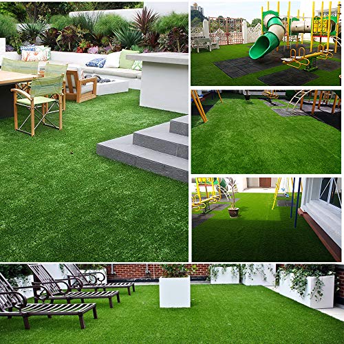 WarmShe Synthetic Artificial Grass Turf with Drainage Holes 13FTx73FT Green