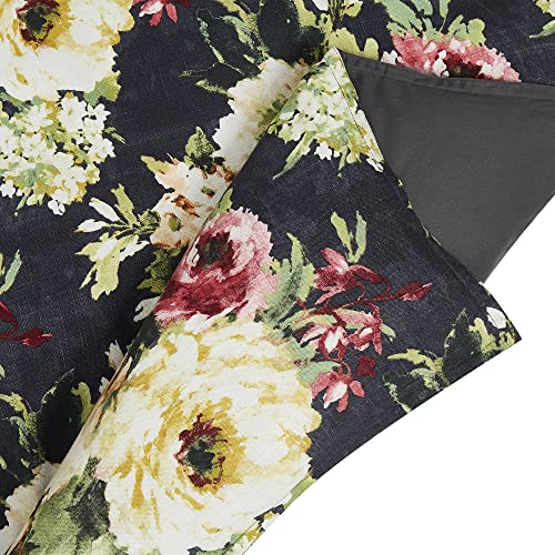 H HIEND ACCENTS Floral Bedding Peony Washed Linen Super Queen Comforter Set Charcoal