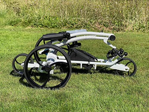 Insanity Golf Electric Golf Trolley with Remote Control, Aluminum Frame, Lithium-Ion Battery - White Cart & Black Wheels