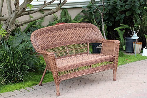 Jeco Honey Wicker Patio Love Seat