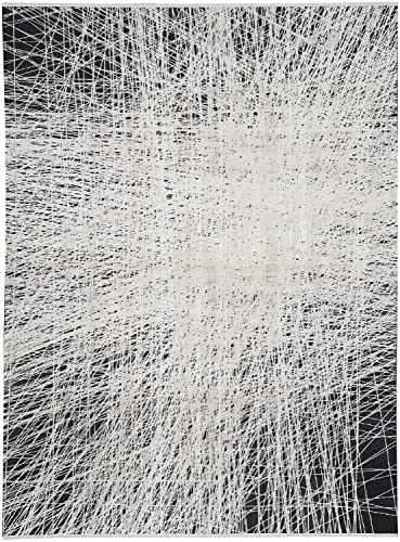 Calvin Klein Balian Area Rug 9' x 12' Modern Abstract Black/Silver
