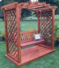Backyard Crafts Amish-Made Jamesport Cedar Arbor with Deck & Swing 5' Wide Unfinished