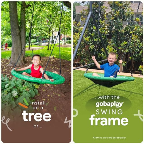 gobaplay Single Swing Set with Round Platform Tree Swing