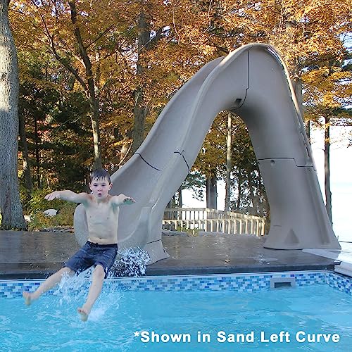 Global Pool Products Tidal Wave Inground Pool Slide Left Curve Grey