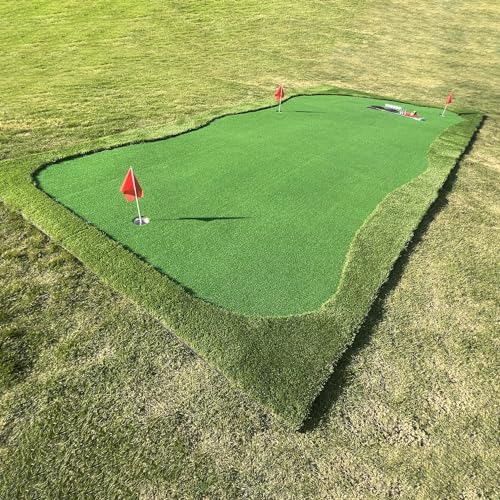 FixtureDisplays Golf Putting Green Mat Set Artificial Turf with Golf Balls and Putter 20 X 10