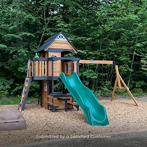 Backyard Discovery Canyon Creek Cedar Swing Set with Green Slide