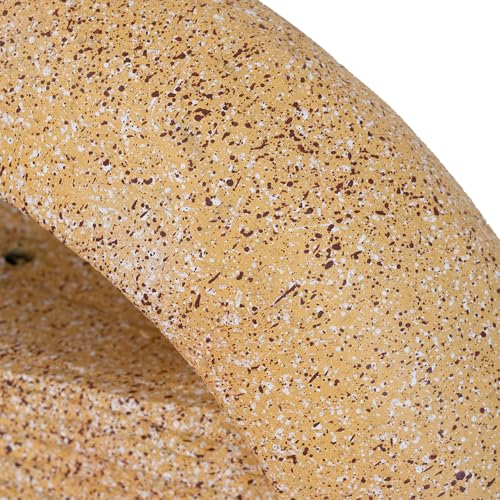 Kaimei Cement Tabletop Fountain with Light and Pump, 2-Tiered Indoor/Outdoor Decor Beige+Yellow