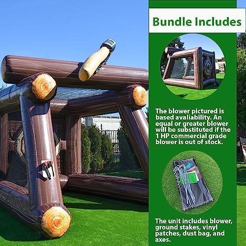 XJUMP 13' Inflatable Axe Throwing Target Game with Blower and Foam Axes Brown/Black