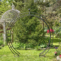 Zaer Ltd. Large Elegant Round Garden Arch Moon Gate Black