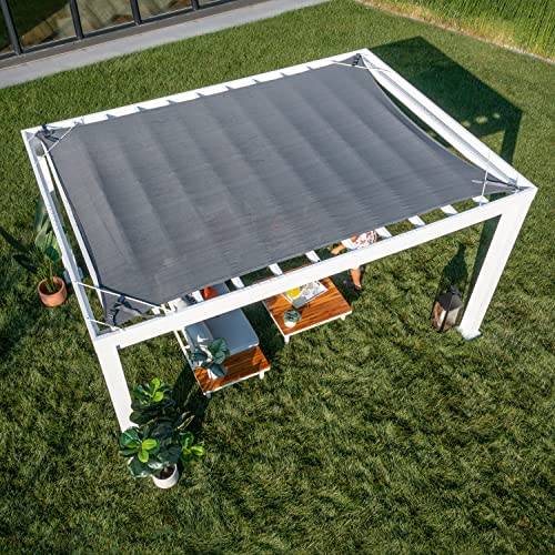 Backyard Discovery Windham 14' x 12' Galvanized Steel Pergola Kit with Shade Sail Canopy White