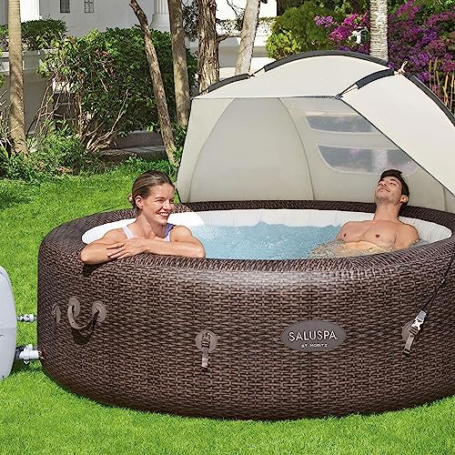 Bestway SaluSpa Sun Shade Canopy with Honolulu Inflatable Hot Tub Honolulu