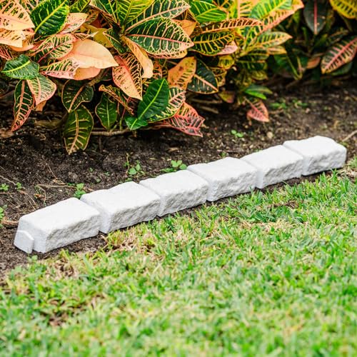 Beuta DIY No Dig Faux Stone Landscape Edging with Anchoring Spikes 48" L x 4" W x 2.25" H Sandstone