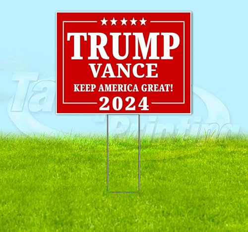 TampaPrinting Trump Vance Yard Sign 18" x 24" with Metal Step Stake