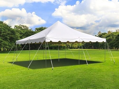 Party Tents Direct Backyard Party Pack 20x20 Ft Canopy Tent with 40 Chairs & 6 Tables White