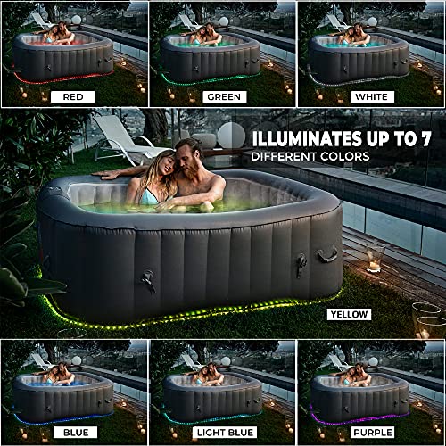 SereneLife Portable Hot Tub 6-Person Square Inflatable Spa with 130 Bubble Jets, LED Lights