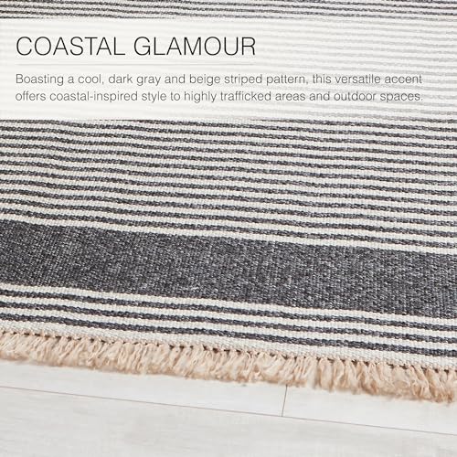 Jaipur Living Indoor Outdoor 9x12 Large Area Rug Striped Dark Gray