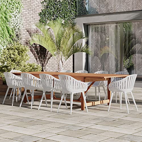 International Home Miami Amazonia 11 Piece Rectangular Patio Dining Set with White Aluminum Chairs