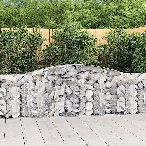 Arched Gabion Baskets 3 pcs 157.5"x11.8"x31.5"/39.4" Galvanized Iron for Outdoor Plants White Black Other