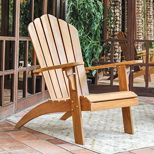 Cambridge Casual Lakeside Oversized Patio Adirondack Chair Set of 2 Natural Teak