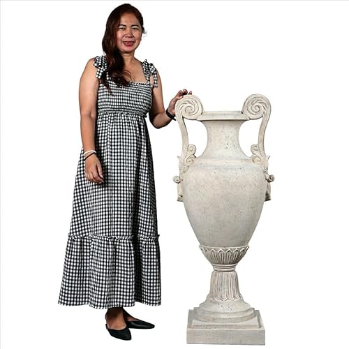 Design Toscano Chateau de Fontainebleau Architectural Garden Urn Set of Two Roman Stone