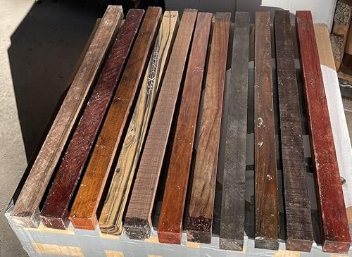 Globalwoods Exotic Woods Pool Cue Blanks 11 Pcs Combo 1.5x1.5x24 Mixed