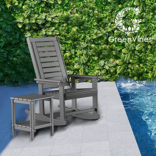 GREENVINES Outdoor Rocking Chairs Set of 4 Oversized High Back Grey