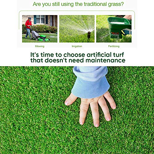 Griclner 0.8inch Synthetic Artificial Grass Turf with Drainage Holes 13FTx82FT