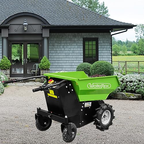 Wallemac 1100lb Loading Capacity 48V Battery Powered Electric Wheelbarrow Green