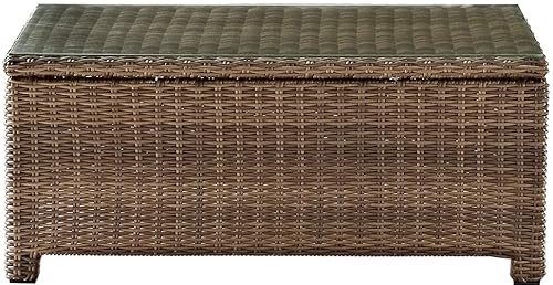 Crosley Furniture Bradenton 5-Piece Outdoor Loveseat Patio Furniture Set Brown with Sangria Cushions