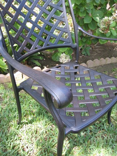 Dining Set 7-Piece Outdoor Cast Aluminum Patio Furniture Brown