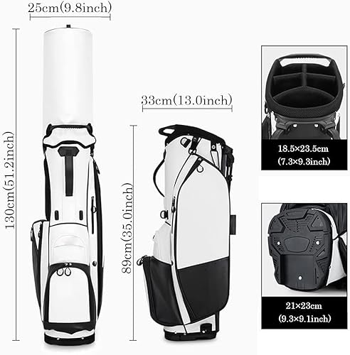 OEIPSMK Durable Golf Stand Bag with 6-Way Dividers & Shoulder Strap - B