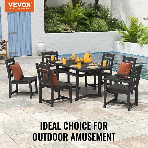 VEVOR 7 Pieces Outdoor Patio Dining Set Rectangle Furniture Table and Chairs Black