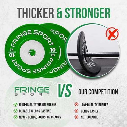 Fringe Sport Olympic Bumper Weight Plates - Kilogram Colored Competition Plates, 120 KG Set