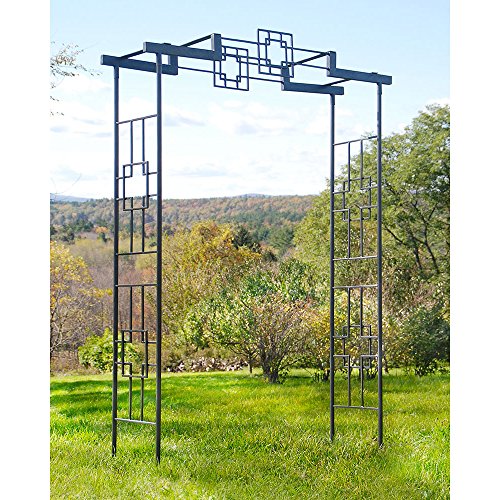Achla Squares Arbor II Garden Arch Graphite